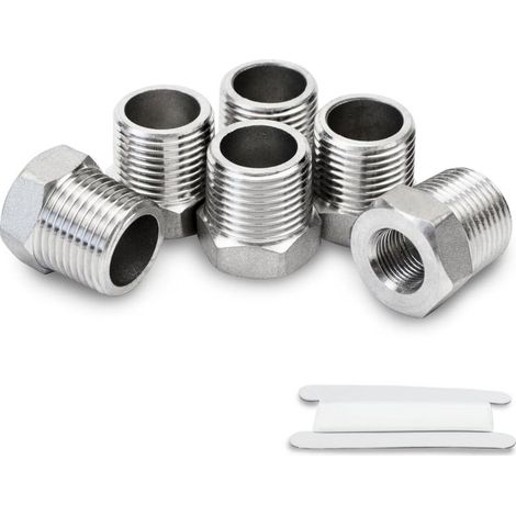 2 Pcs 1/8" femelle vers 1/4" mâle Raccord réducteur à douille hexagonale en acier inoxydable, filetage BSP, pour le raccordement de tuyaux (1/4)