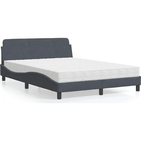 Bett mit Matratze "Dover" Dunkelgrau 140x200 cm Samt (1/5)