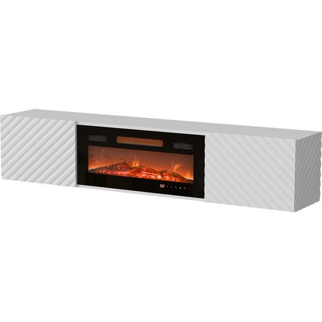 Meuble TV Charlotte 207, Blanc, Le nombre de portes: 0, Nombre de tiroirs: 0, 183x37x35cm, LED: Disponible