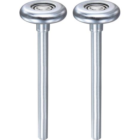 2Pcs 1.8" Zinc Plated Steel Garage Door Rollers For 2" Rails, 4.25" Long Rods, Silent Wheels, 10 Ball Bearings, Silver (1/5)