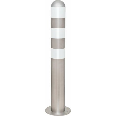 CITY Schutzpoller Edelstahl Rundrohr H 800 mm mit Alu-Kappe weiße Reflexringe (1/3)