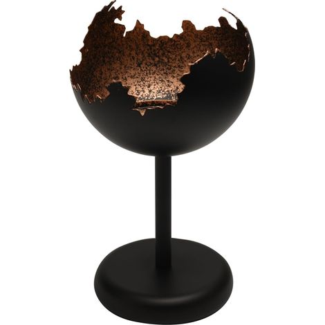 1 bougeoir moderne en métal - Décoration moderne - Bougeoir noir et doré - En forme de boule - 20,8 x 12 cm - Décoration de table et de Noël (1/5)