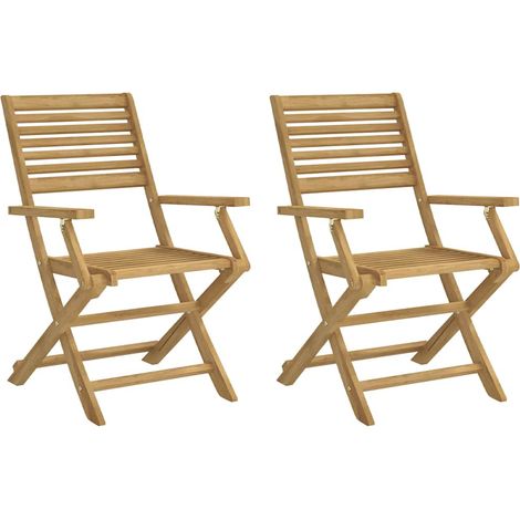 Sedie Giardino Pieghevoli 2 pz Sedute da esterno 54,5x61,5x86,5 cm Massello Acacia (1/4)