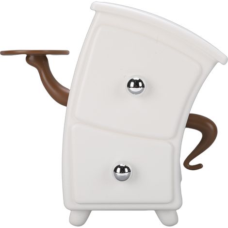 Boîte de rangement de bureau en plastique blanc, pliable et créative, idéale pour ranger bijoux, boucles d'oreilles et colliers. (1/5)