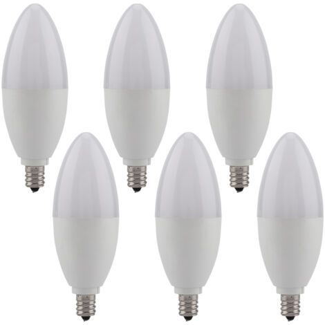 6 ampoules LED E12 pour bougies, bougeoir décoratif à lumière blanc chaud de 5 W
