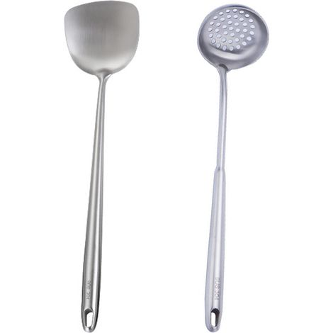 Wok - Set D'Ustensiles De Cuisine En Acier Inoxydable - Pour Wok En Fonte Ou En Acier Au Carbone - 4 Pièces (1/5)
