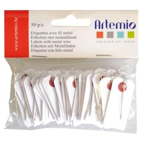 Mini étiquettes blanches avec fil métallique 2 x 4 cm