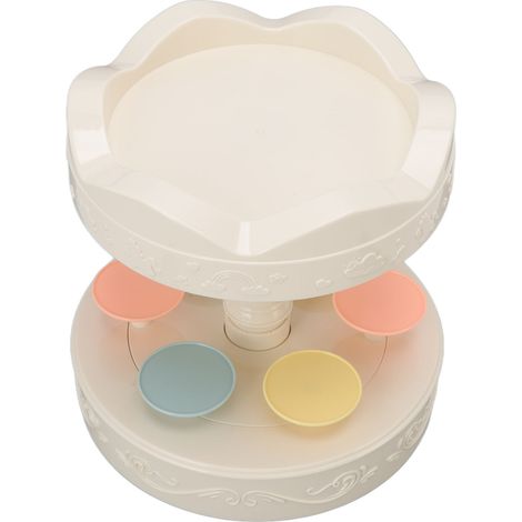 Présentoir rotatif automatique à double étage pour desserts, plat de présentation pour cupcakes, tourniquet pâtisserie réversible. (1/5)