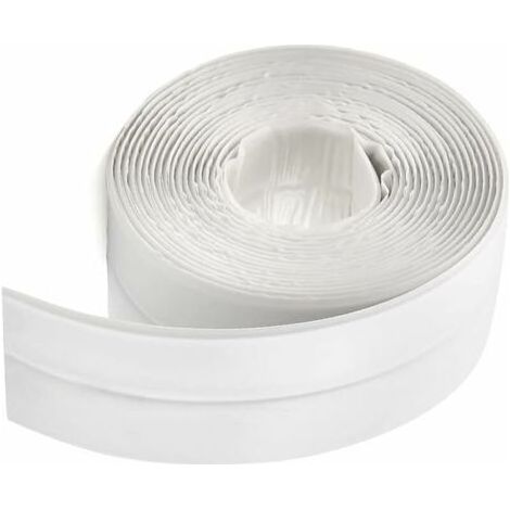 320x3.8CM Bande de douche bande D'étanchéité Joint de douche Salle de bains joint silicone blan Ruban de masquage baignoire PE auto-adhésive cuisine Coin calfeutrage (1/4)