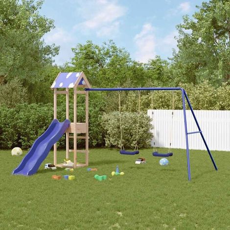 Aire de jeux extérieure : Aire de jeux d'extérieur bois de pin imprégné jeu extérieur enfant, aire de jeu jardin, balançoire enfant , pour jardin, usage domestique , enfant 3-8 ans (1/5)