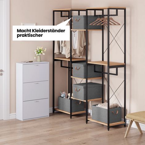 WOLTU 5er Aufbewahrungsbox mit Deckel 36L Faltbare Stoffbox mit Griff Aufbewahrungswürfel Ordnungsboxen Kisten für Kleidung Bücher Grau 43x33x26 cm