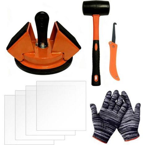 1 Outil de réparation de sol, système ventouse double tête, marteau caoutchouc, kit complet avec patins et gants, pour parquet et carrelage