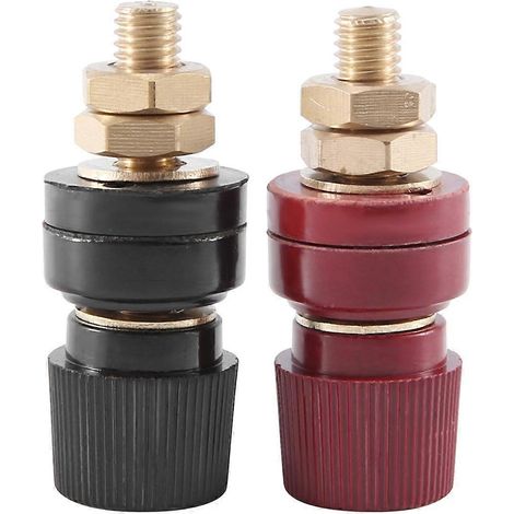 Lot de 2 bornes de raccordement, bornier à pilier en laiton de type 555, filetage M8, 220-380 V, 200 A (1/4)