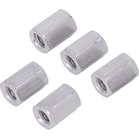 Jeu de 20 écrous hexagonaux de raccordement, connecteurs en acier inoxydable 304, fixation industrielle M6x1,0, longueur 15 mm (1/5)
