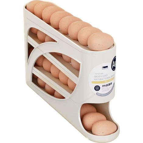 Support à œufs pour réfrigérateur, boîte/plateau de rangement pour 30 œufs, convient pour le réfrigérateur et le rangement en cuisine. (Blanc) (1/5)