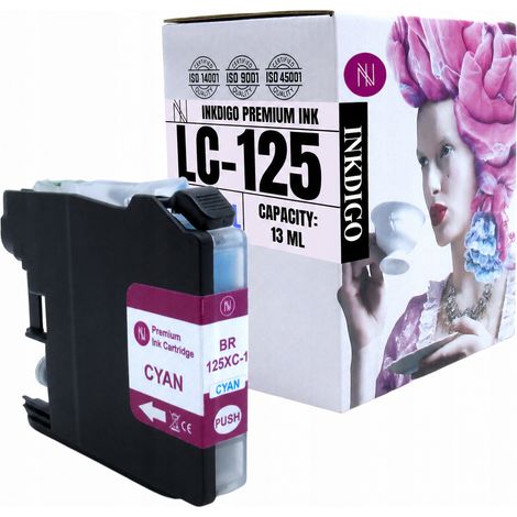 Tinta Inkdigo LC125XLC compatible con Brother DCP-J4110DW MFC-J4310DW con certificación TÜV. (1/5)