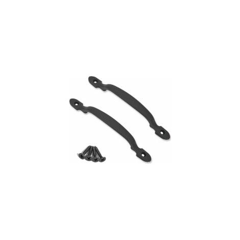 2 schwarze Türgriffe aus Gusseisen für Scheunentore, Gärten, Schuppen, schwarz - Crezuo (1/4)