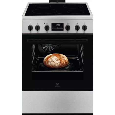 Electrolux – Cuisinière mixte vitrocéramique 4 foyers – Classe énergétique A – Nettoyage facile – Volume 58L – Inox