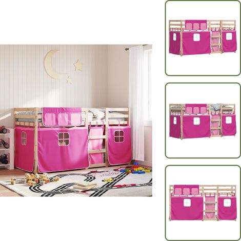 The Living Store Lit superposé sans matelas 90x200 cm bois de pin massif - Lit Superpose - Lit Enfantine - Lit Design - Meuble Enfant - Chambre Enfant