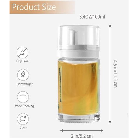 Kleine Glasflaschen zum Dosieren von Öl und Essig – 96,4 g – Auslaufsicher, ideal für die Küche (1/4)