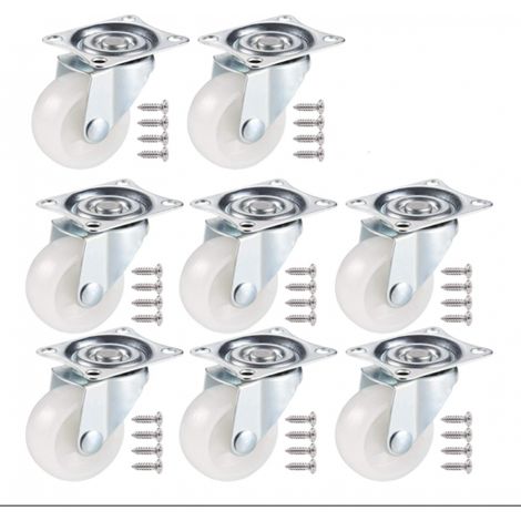 Roulettes Pivotantes 50mm 8 Pièces, Charge Lourde en Caoutchouc pour Meubles, Tête Pivotante à Double Roulements (1/5)