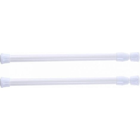 BUNTHAUS Lot de 2 tringles à rideau de douche télescopiques, sans perçage, pour douche, baignoire, armoire, blanc, largeur 30-50 cm