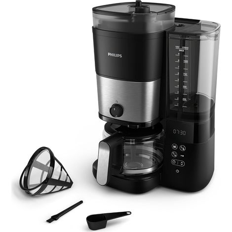 Cafetière filtre 1,25 L programmable avec broyeur intégré