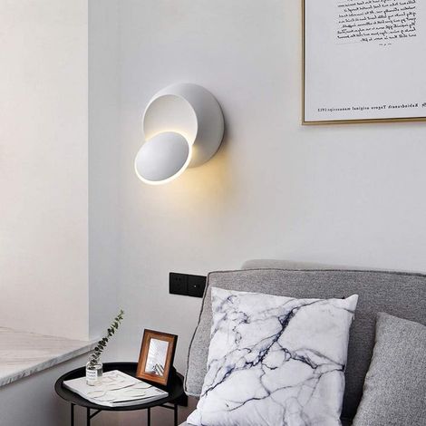 LEMROE Lampada da parete girevole a 360 gradi, lampade da comodino, lampade da parete creative per corridoio, scale, soggiorno, camera da letto (bianco) (1/4)