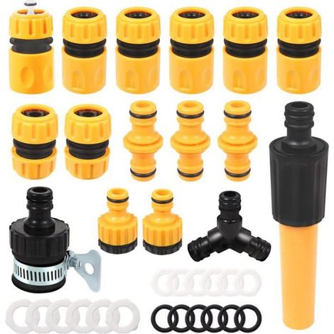 Lot de 16 Raccords Tuyau Arrosage ABS, Connecteur Universel 13mm et 19mm, Dérivation Y pour Jardin et Lavage (1/5)