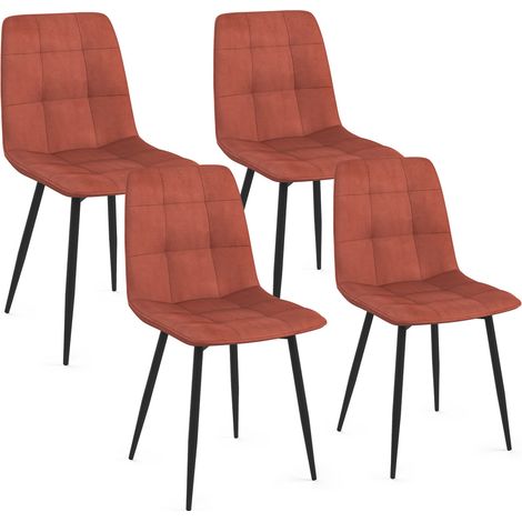 4er-Set Esszimmerstühle MILA aus Terracotta-Samt