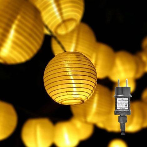 Guirlande lumineuse à 20 LED Lampion/lanternes décoratif pour le jardin, Noël, Fête, Mariage, intérieur et extérieur avec fiche Classique blanc chaud (1/5)