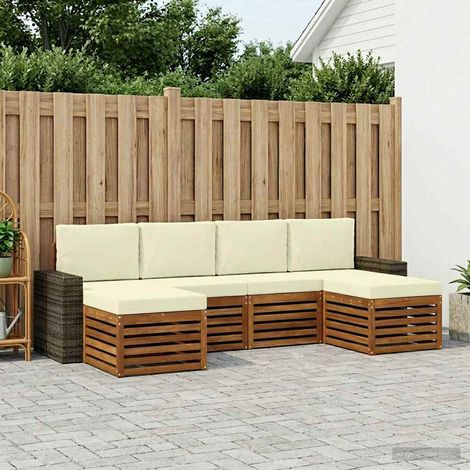 vidaXL Sofagarnituren 6 pcs Natur und Creme Massivholz Akazie (1/5)
