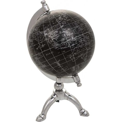 Globo terraqueo de plástico, hierro y aluminio negro d15x20h cm (1/5)