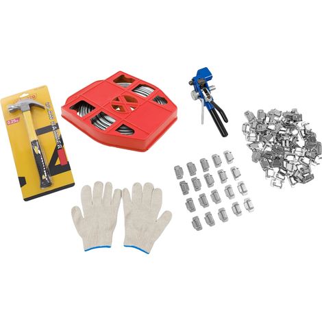 Kit di attrezzi per cinghie, tenditore con taglierina, struttura in acciaio inox, rosso (1/2)