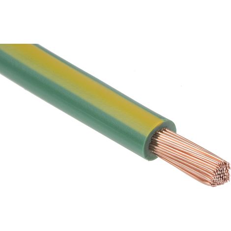 Rs Pro – Câble électrique mono conducteur 6 mm² – Cuivre recuit – Tension 600 V – Longueur 25m – Couleur Vert/Jaune – Maximum +70 °C