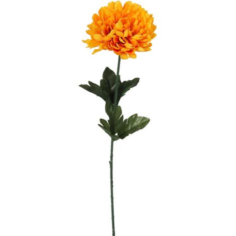Einzelne künstliche Chrysantheme, 50 cm, orange - Dekoration für Allerheiligen (1/2)