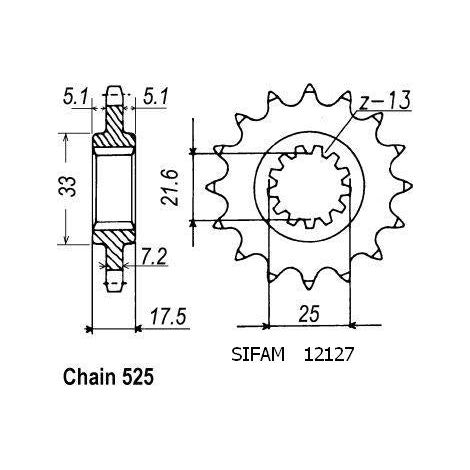 Pignon - 525 - 14 Dents - Made in Germany