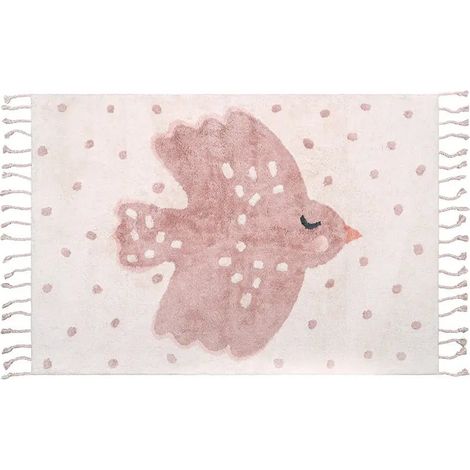 Tapis de Chambre Enfant en Coton Fait Main avec Motif Oiseaux et Lavable en Machine - PANGIVO (1/5)