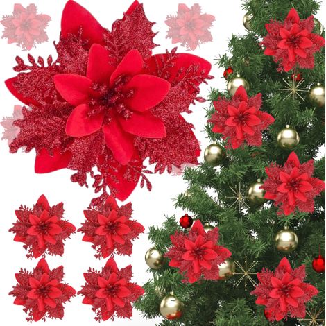 STELLA DI BETLEMME PER FIORI DA ALBERO DI NATALE 6 PEZZI ROSSI [SE-GB23]