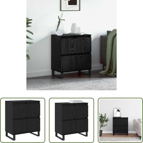 vidaXL Schwarz Eichen-Optik - Sideboard Schwarz Eichen-Optik 60 x 35 x 70 cm (1/5)