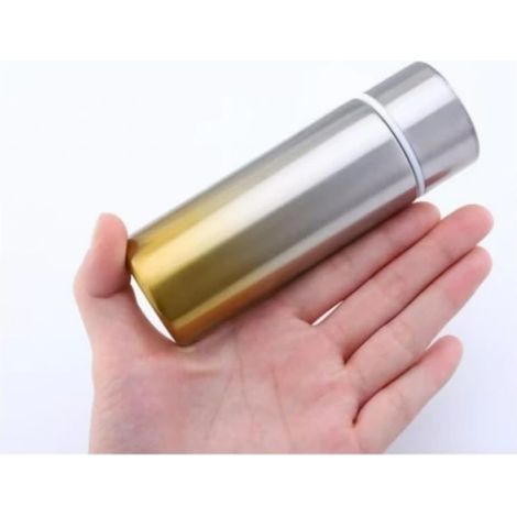 Mini bouteille d'eau, fine, en acier inoxydable, thermos à isolation sous vide, format de poche, garde les boissons chaudes/froides, étanche, 150 ml, jaune (1/5)
