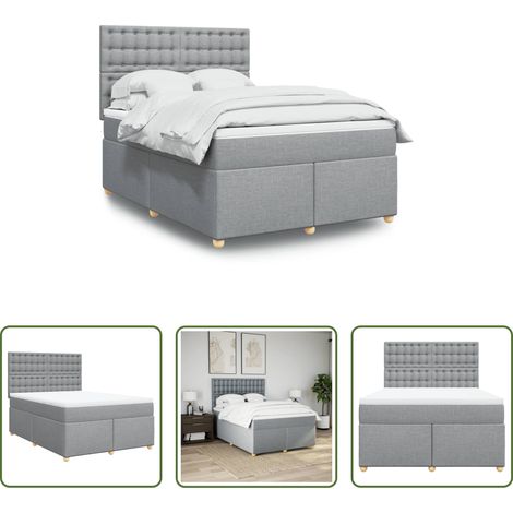 vidaXL Matelas à ressorts ensachés -  Sommier à lattes de lit avec matelas Gris clair 140x190cm Tissu (1/5)