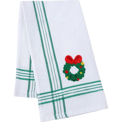 Serviette De Cuisine - Tissu Gaufré En Polyester - Pour Cuisine Et Restaurant - Décoration De Noël - 38 × 64 cm - 1 Pièce (1/5)