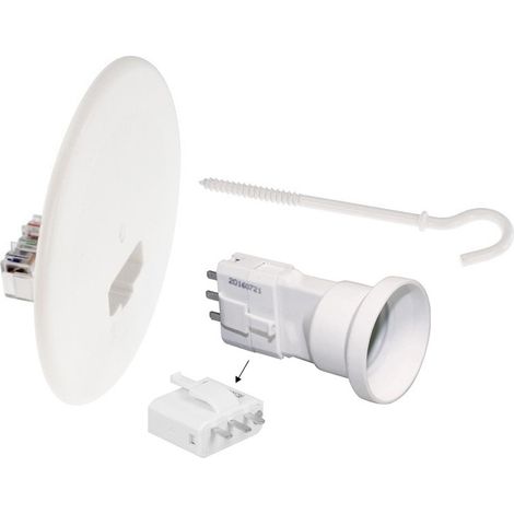 Eur Ohm – Couvercle de finition DCL Ø120mm – Kit avec piton 80mm et douille E27 – Pour boîtes point de centre – Installation facile