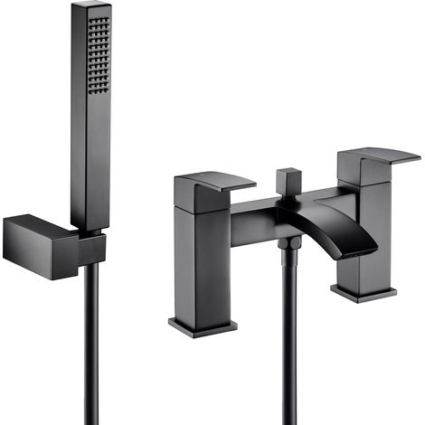 Contemporary Bath Shower Mixer Tap with Shower Kit - Matt Black (1/5)