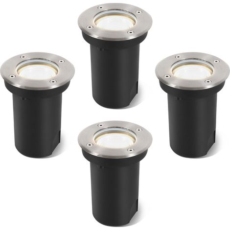TolleTour 4x 3W Bodenleuchte Schwenkbar IP65 Außen LED Bodeneinbaustrahler Bodenstrahler Bodenlampe Neutralweiß - Silber Gehäuse