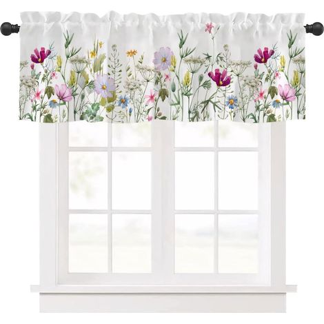 Rideau court pour petite fenêtre de cuisine, panneau semi-transparent, rideaux de style rustique décoration, jaune (1/5)