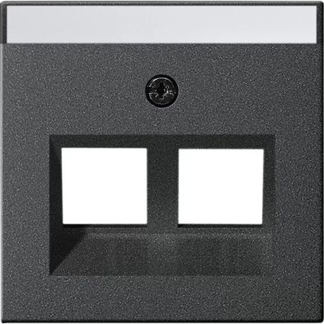Gira Zentralplatte Mod-Jack 2-fach anthrazit System 55 264028 mit Beschr.Feld (1/2)