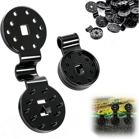 Pinces de fixation pour toile d'ombrage rondes en plastique, verrouillage renforcé anti-vent, pour jardin, serre, filets d'ombrage et anti-oiseaux (1/5)