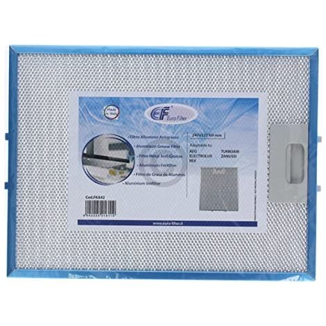 Filtro de grasa compatible con ZANUSSI 5029300900-2 - Filtro metálico 327 x 247 mm para campana extractora.